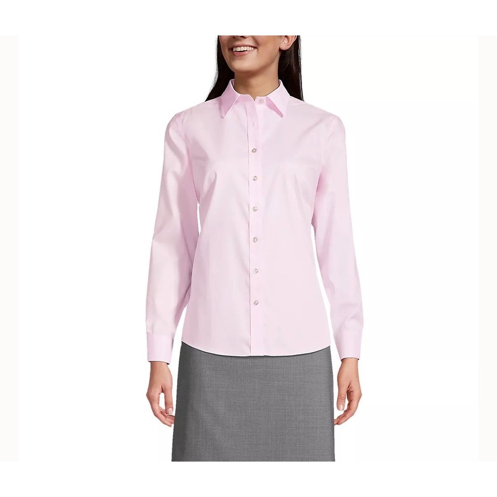 Lands' End Women's Long Sleeve No Iron Pinpoint Shirt – Ice Pink Size 12 – NWOT